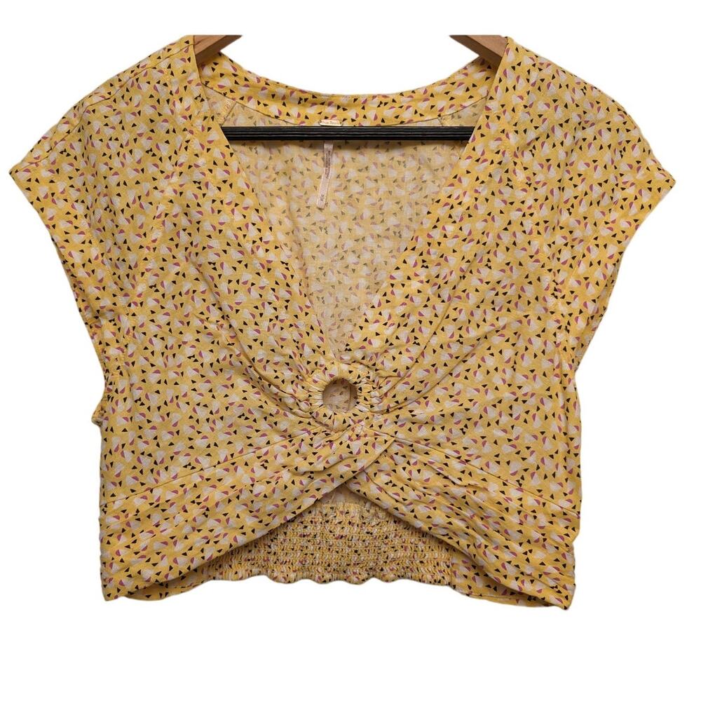 Free‎ People Havana Honey Smocked Crop Baby Top Keyhole